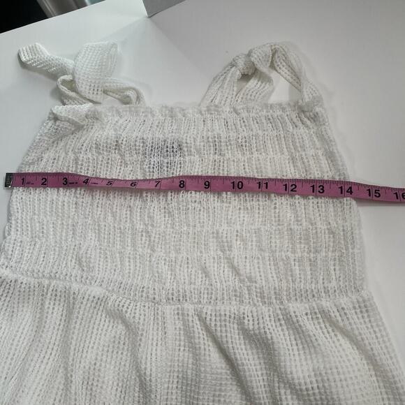 Venus Crochet Mesh Jumpsuit Swim Coverup Size Medium White Stretch Wide Leg - Picture 9 of 10